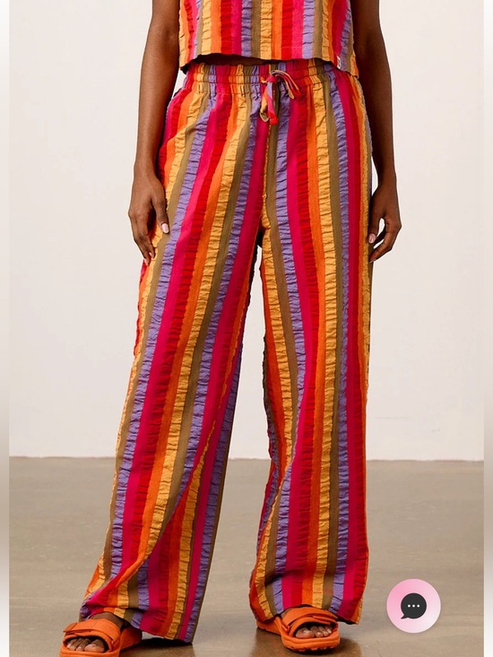Lucy & Yak Pants - Lucy & Yak - Norris - Wide Leg Cotton Trousers in Wide Rainbow Stripe